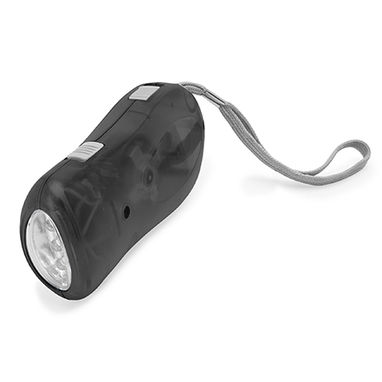 Ліхтарик з 3-ма світлодіодами і динамо для ручного заряджання, колір чорний - TO0107S102- Фото №1