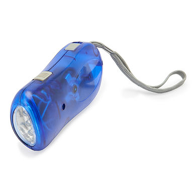Фонарик с 3-мя светодиодами и динамо для ручной зарядки, цвет яркий синий - TO0107S105- Фото №1