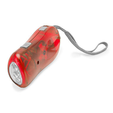 Фонарик с 3-мя светодиодами и динамо для ручной зарядки, цвет красный - TO0107S160- Фото №1