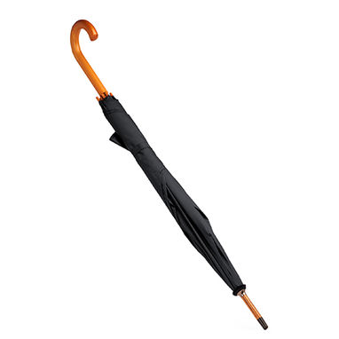 Зонт с ручкой со стержнем и наконечниками под дерево, цвет черный - UM5607S102- Фото №1