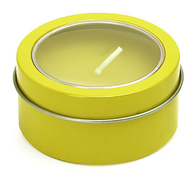 Ароматическая свеча в ярких цветах порставляется с круглым металлическим держателем, цвет желтый - XM1306S103- Фото №1