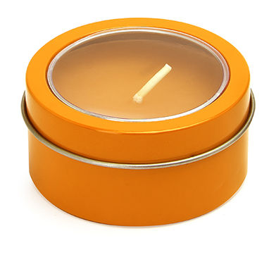 Ароматическая свеча в ярких цветах порставляется с круглым металлическим держателем, цвет апельсиновый - XM1306S131- Фото №1