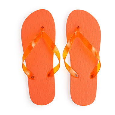 Пляжні шльопанці зі зручною підошвою з PE і напівпрозорими ремінцями з PVC, колір апельсиновий - ZS8150Z2431- Фото №1