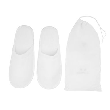 Унісекс готельні тапки з комфортної бавовни та поліестеру з м'якою підкладкою, колір білий - ZS8151S101- Фото №1
