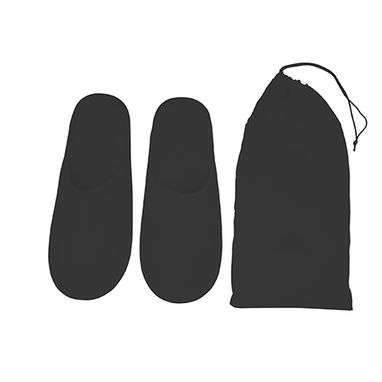 Унисекс отельные тапочки из комфортного хлопка полиэстера с мягкой подкладкой, цвет черный - ZS8151S102- Фото №1