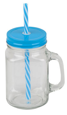 Кружка в стилі ретро SUMMER DRINK, колір прозорий, синій - 56-0304455- Фото №1