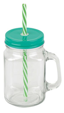 Кружка в стилі ретро SUMMER DRINK, колір зелений, прозорий - 56-0304456- Фото №1