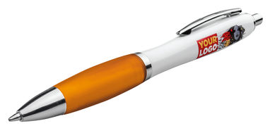Пластиковая шариковая ручка, синие чернила, цвет оранжевый - 12585-128- Фото №2