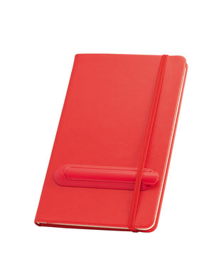 Блок для записів з еластичною стрічкою і пластиковою ручкою, колір червоний - 53423-105- Фото №2