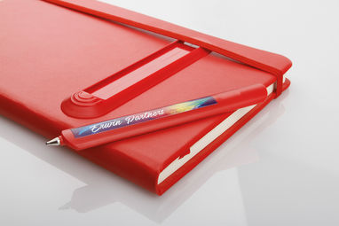 Блок для записей с эластичной лентой и пластиковой ручкой, цвет красный - 53423-105- Фото №3