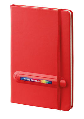 Блок для записів з еластичною стрічкою і пластиковою ручкою, колір червоний - 53423-105- Фото №4