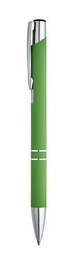 Металева ручка з прогумованою поверхнею, сині чорнила, колір зелений - 81141-119- Фото №1