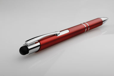 Ручка с функ. стилуса и подставкой, светящ. логотип, синие чернила, цвет красный - 81183-105- Фото №2