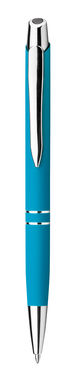 Метав. ручка з прогумованою поверхнею, сині чорнила, SANTINI, колір синій - 81189-124- Фото №1