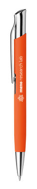 Металлическая ручка с прорезиненной поверхностью, синие чернила, цвет оранжевый - 81192-128- Фото №3