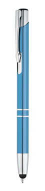 Металева кулькова ручка з функцією стилуса, сині чорнила, колір синій - 91646-124- Фото №1