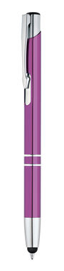 Металева кулькова ручка з функцією стилуса, сині чорнила, колір пурпурний - 91646-132- Фото №1