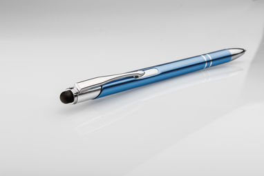 Металева кулькова ручка з функцією стилуса, сині чорнила, колір синій - 91849-124- Фото №2