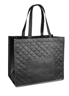 Ламинированная сумка для покупок из нетканого текстиля, 130 г/м2., цвет черный - 92859-103- Фото №1