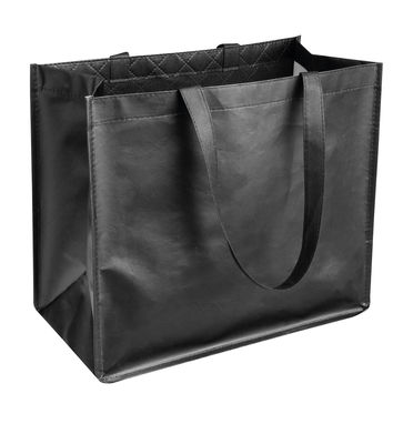 Ламинированная сумка для покупок из нетканого текстиля, 130 г/м2., цвет черный - 92859-103- Фото №2