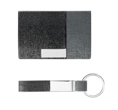 Набор визитница и брелок для ключей, цвет серый - 93314-123- Фото №4