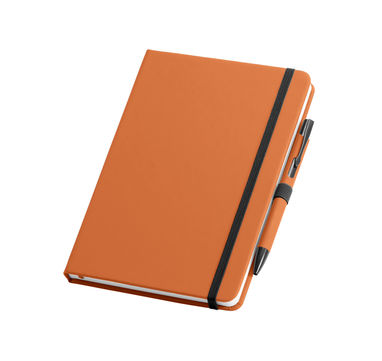 Набор из шариковой ручки и блокнота, цвет оранжевый - 93795-128- Фото №1