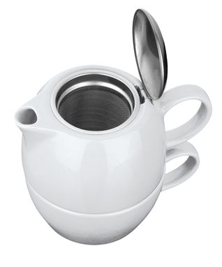 Чайний набір 2 в 1: чайник і гуртка 200 мл, колір білий - 93805-106- Фото №2