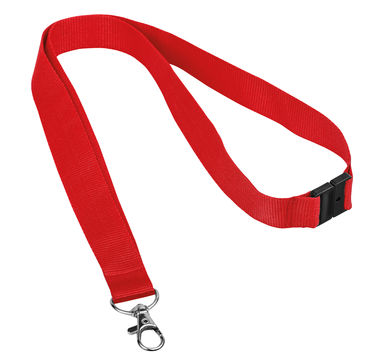 Шнурок на шею с карабином, цвет красный - 94409-105- Фото №1