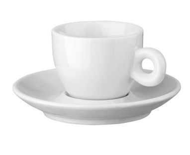 Фарфоровая чашка и блюдце, 75 мл, цвет белый - 94674-106- Фото №1