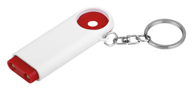 Пластиковый брелок – 2 светодиода и жетон размером 0,5 евро, цвет красный - 94748-105- Фото №1