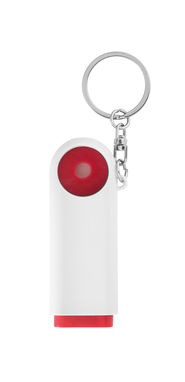 Пластиковый брелок – 2 светодиода и жетон размером 0,5 евро, цвет красный - 94748-105- Фото №2