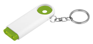 Пластиковый брелок – 2 светодиода и жетон размером 0,5 евро, цвет зеленый - 94748-119- Фото №1