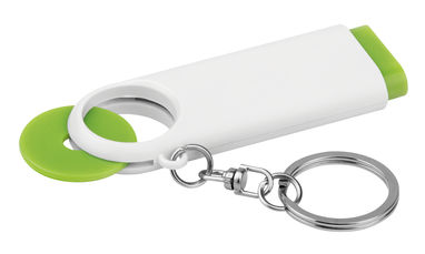 Пластиковый брелок – 2 светодиода и жетон размером 0,5 евро, цвет зеленый - 94748-119- Фото №3