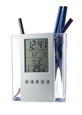 EDEM. Підставка для ручок з цифровим годинником, колір сатин-срібло - 97065-127- Фото №1