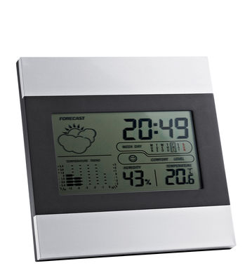 Настольные электронные часы с прогнозом погоды, цвет сатин серебро - 97070-127- Фото №1
