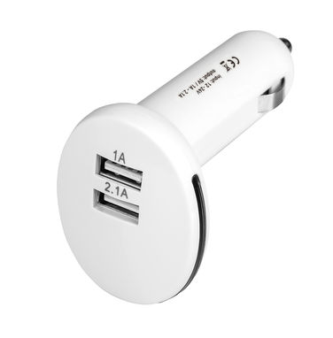 USB-адаптер з пластику з двома виходами, колір білий - 97120-106- Фото №1