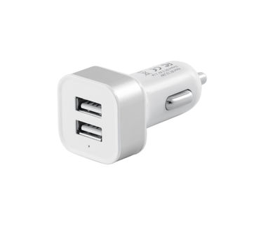 Зарядний USB-пристрій для автомобіля, колір білий - 97155-106- Фото №1