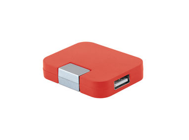 USB хаб 2.0, цвет красный - 97318-105- Фото №1