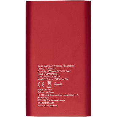 Зарядное устройство беспроводное портативное Juice, цвет красный - 12417221- Фото №3