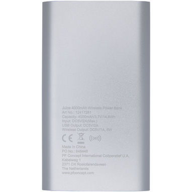 Зарядний пристрій бездротовий портативний Juice, колір сріблястий - 12417281- Фото №3