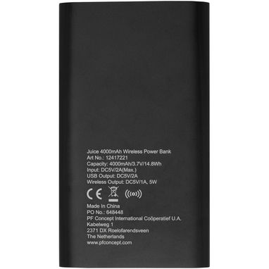 Зарядний пристрій бездротовий портативний Juice, колір суцільний чорний - 12417290- Фото №3
