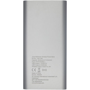 Зарядний пристрій бездротовий портативний Juice, колір сріблястий - 12417381- Фото №3