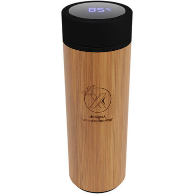 Пляшка бамбукова розумна SCX.design D11, колір суцільний чорний, дерево - 1PX05690- Фото №1