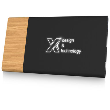 Зарядний пристрій портативний SCX.design P20, колір дерево, суцільний чорний - 1PX01936- Фото №1