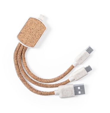 Брелок для ключей USB зарядный кабель Guiss, цвет натуральный - AP722026- Фото №1