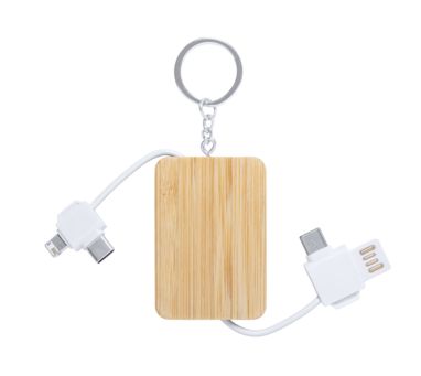 Брелок для ключей USB зарядный кабель Rusell, цвет белый - AP722043-01- Фото №3