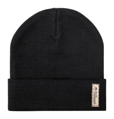 Зимова шапка з органічної бавовни Daison, колір чорний - AP722046-10- Фото №1