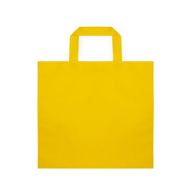 Пакет из нетканого материала 80 г / м2 с короткими усиленными ручками длиной 35 см и термосвариваемыми краями, цвет желтый - BO7125S103- Фото №1