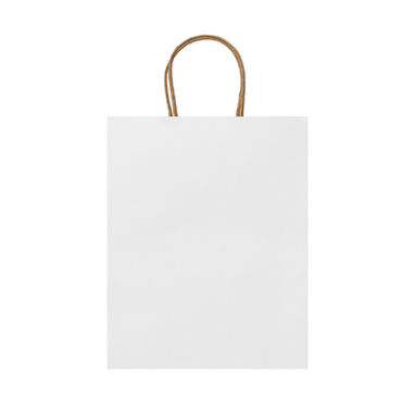 Бумажная сумка 110 г/м2 с естественной отделкой, с усиленными короткими ручками изогнутой формы, цвет белый - BO7538S101- Фото №1