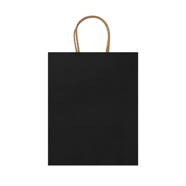 Бумажная сумка 110 г/м2 с естественной отделкой, с усиленными короткими ручками изогнутой формы, цвет черный - BO7538S102- Фото №1